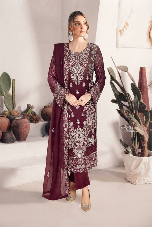 WA-503 Ramsha Luxury Embroidered 3-Piece Suit | Festive Wear