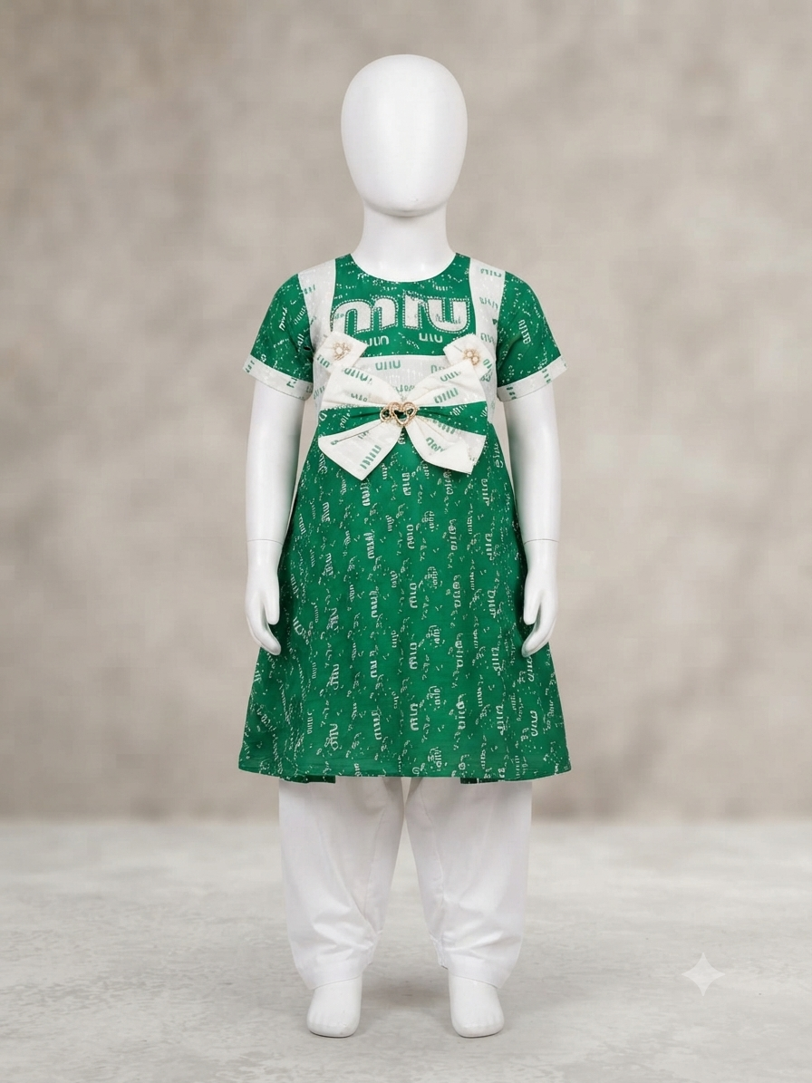 Girls 2 Piece Stitched Frock for 14 August | Sizes 24-34 years