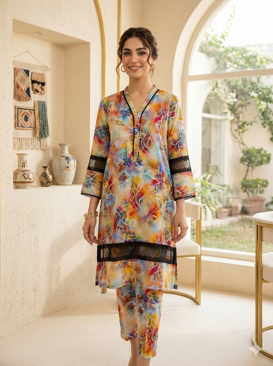 Women’s 2 Piece Stitch Lawn Suit – Casual & Summer Wear | 18