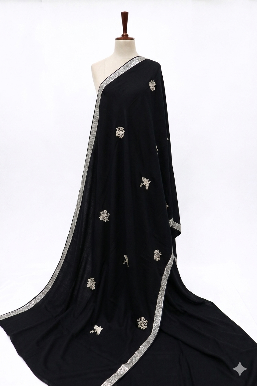 Premium Embroidered Lawn Shawl – Elegant Soft Fabric with Fancy Border