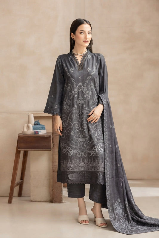 Airjet Fancy Peach Wool Embroidered Suit | Alif Vol-572 (Design - 02)