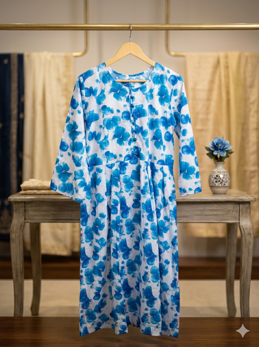 Printed Allover 2-Piece Lawn Frock