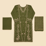 Bin Saeed 3 Piece Embroidered Stitched Khaddar KD-34