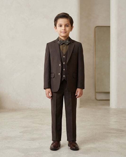 Premium Kids Wedding & Party Wear Formal 3-Piece Pant Coat Suit Set | Size (16 to 24) PC - 14
