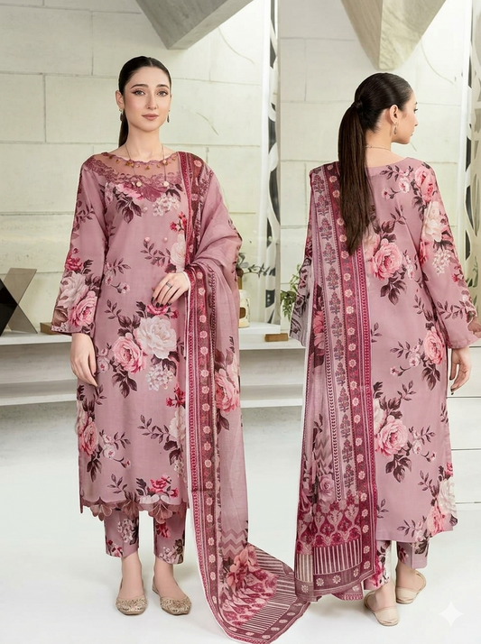 Unstitched 3-Piece Digital Print Lawn Suit B-29