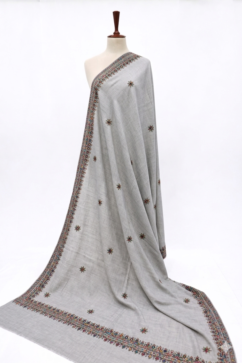Premium Embroidered Lawn Shawl – Elegant Soft Fabric with Fancy Border
