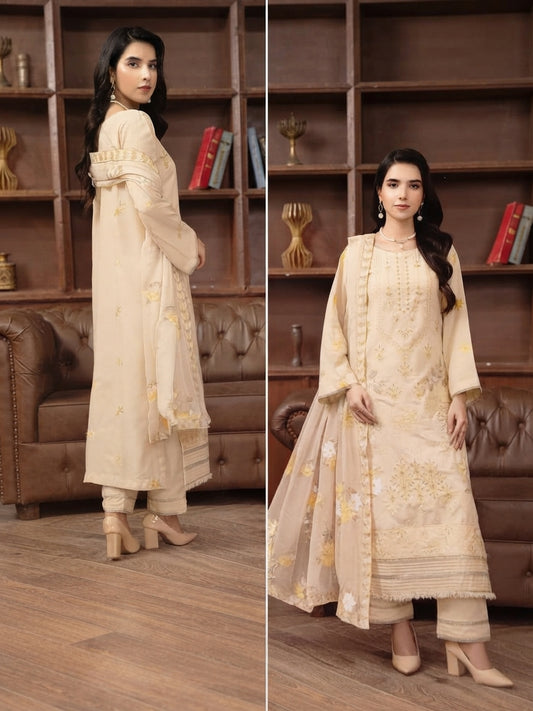 Airjet Fancy Wool Karandi Embroidered 3-Piece Suit | Alif Vol-593
