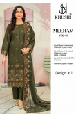 Khushi Meeram Luxury Embroidered Lawn Suit – Design # 1