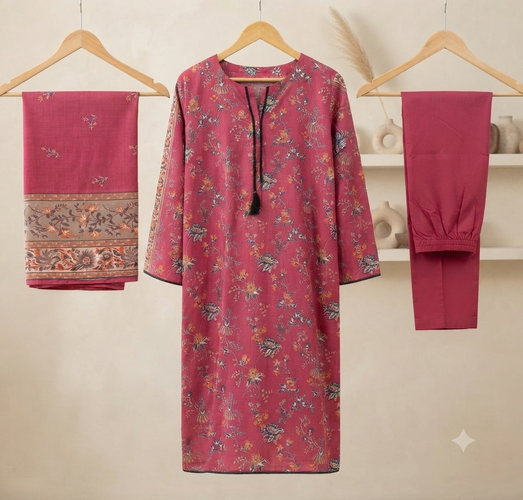 MUZNAH 3-PC stitched Printed Lawn Suit - M-40