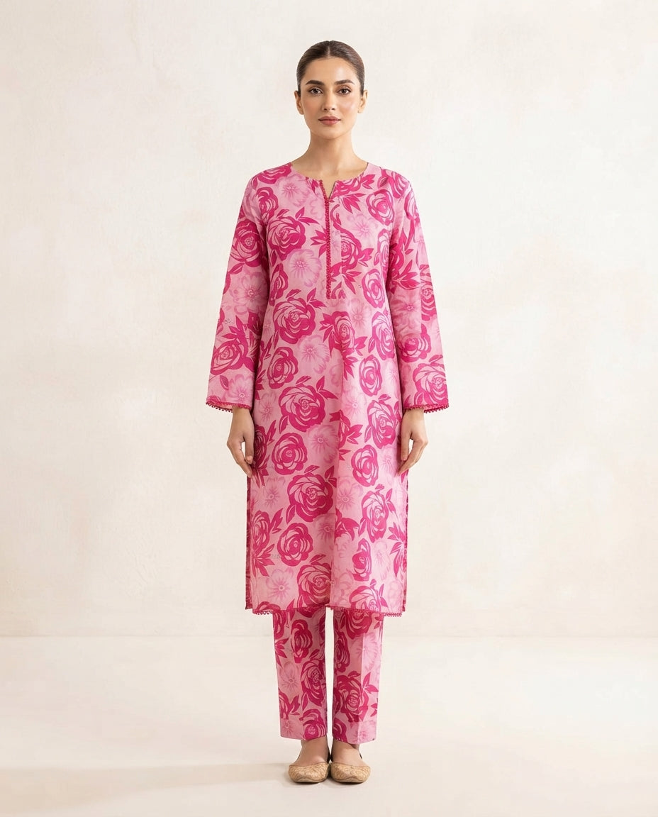 2-Piece Printed Stitched Khaddar Suit k-11