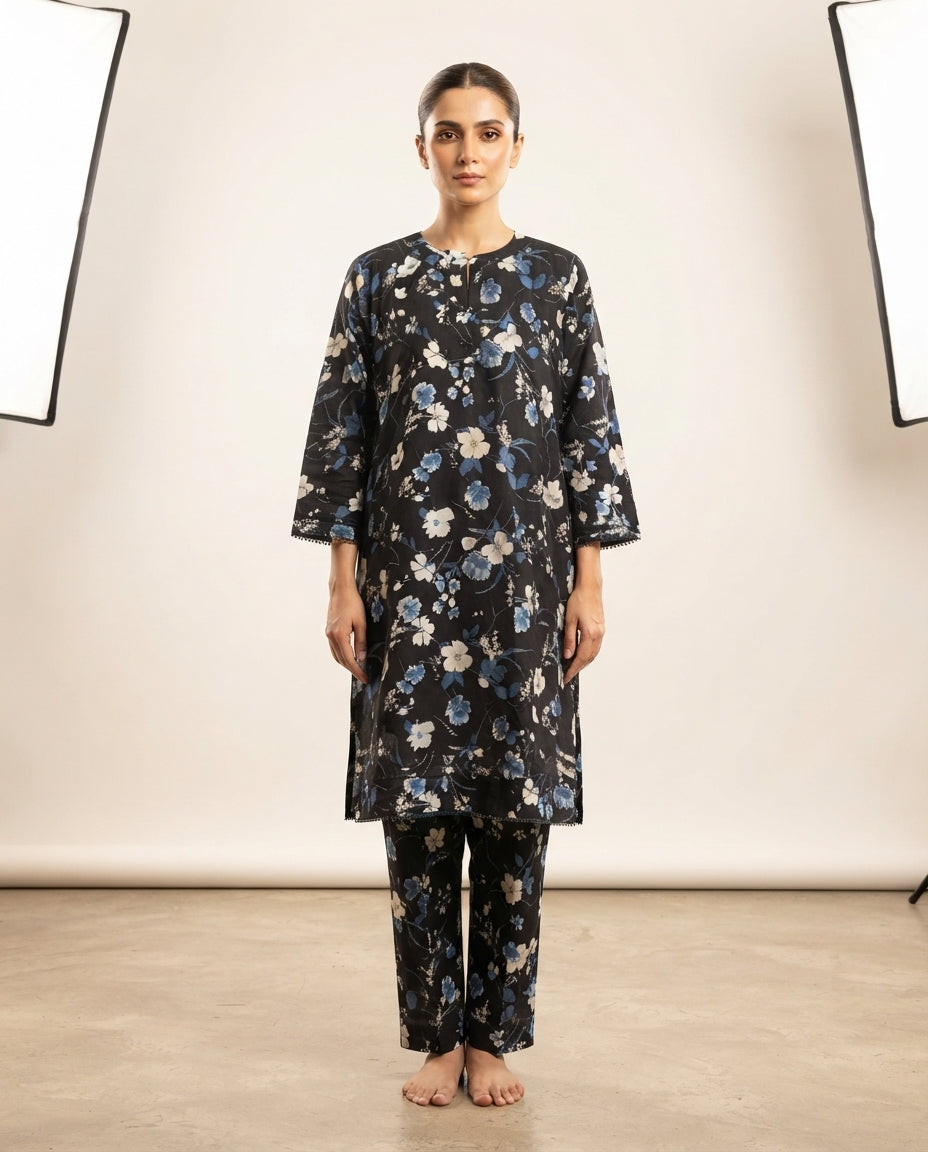 Premium Women's 2 Piece Linen Stitched Suit Free Size - L#39