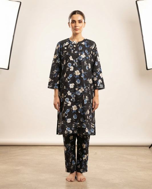 Premium Women's 2 Piece Linen Stitched Suit Free Size - L#39