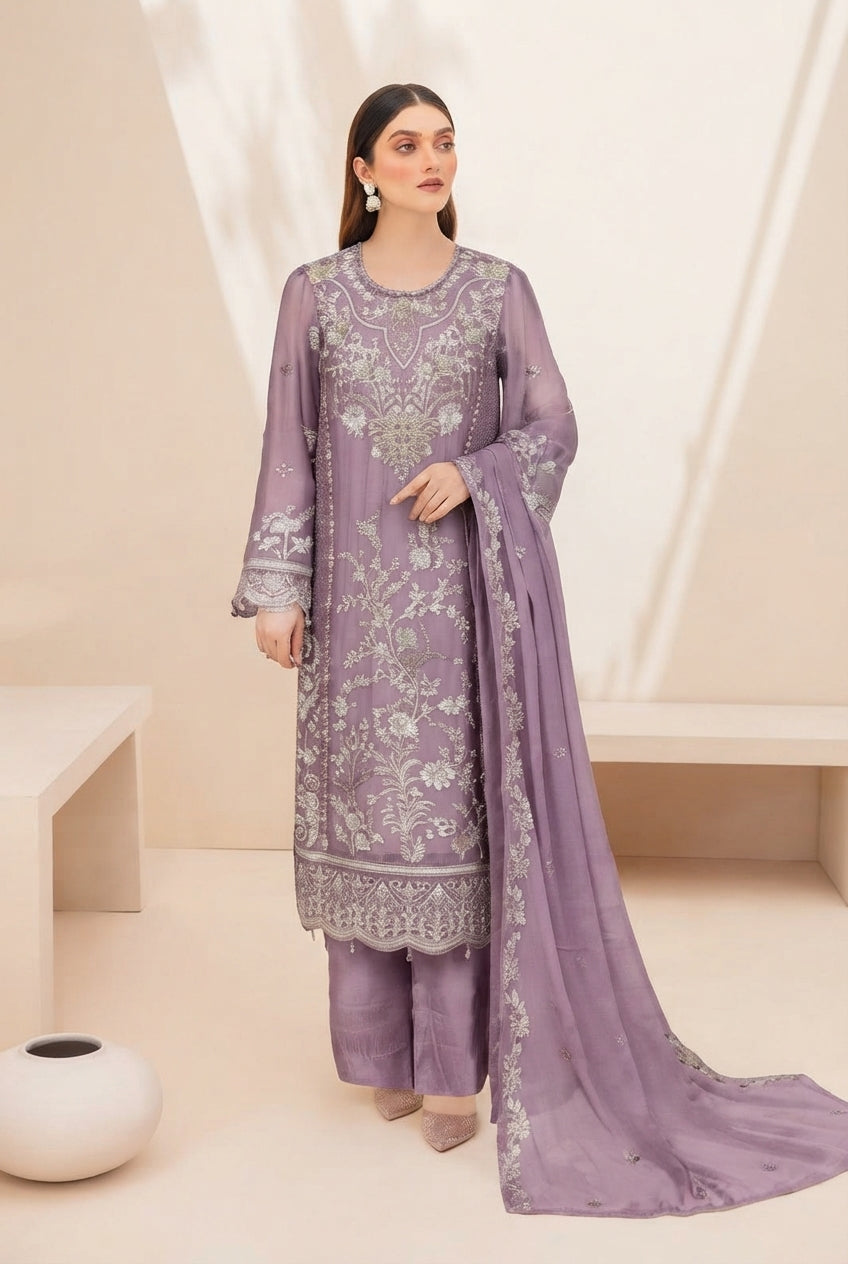 WC-681 Ramsha Luxury Embroidered 3-Piece Suit | Festive Wear
