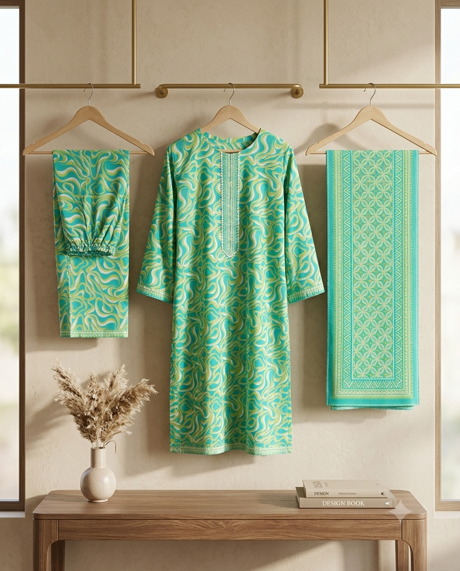 Bin Saeed Stitched 3 Piece Lawn Suit 43 – Comfortable & Stylish Daily Wear for Women