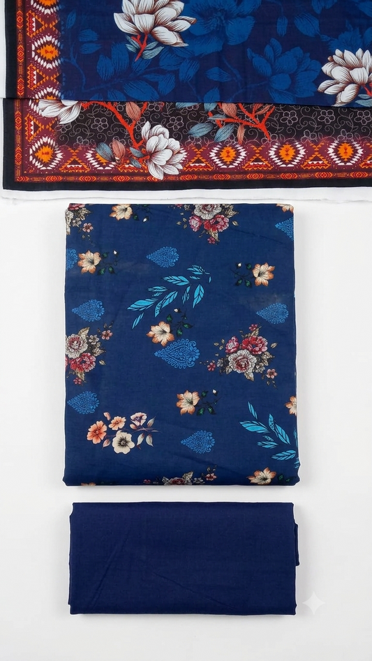 Premium 3-Piece Printed Unstitched Lawn Suit | Buy One Get One Free