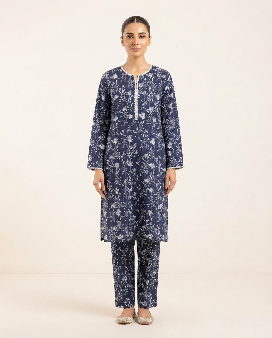 2-Piece Printed Stitched Khaddar Suit k-09