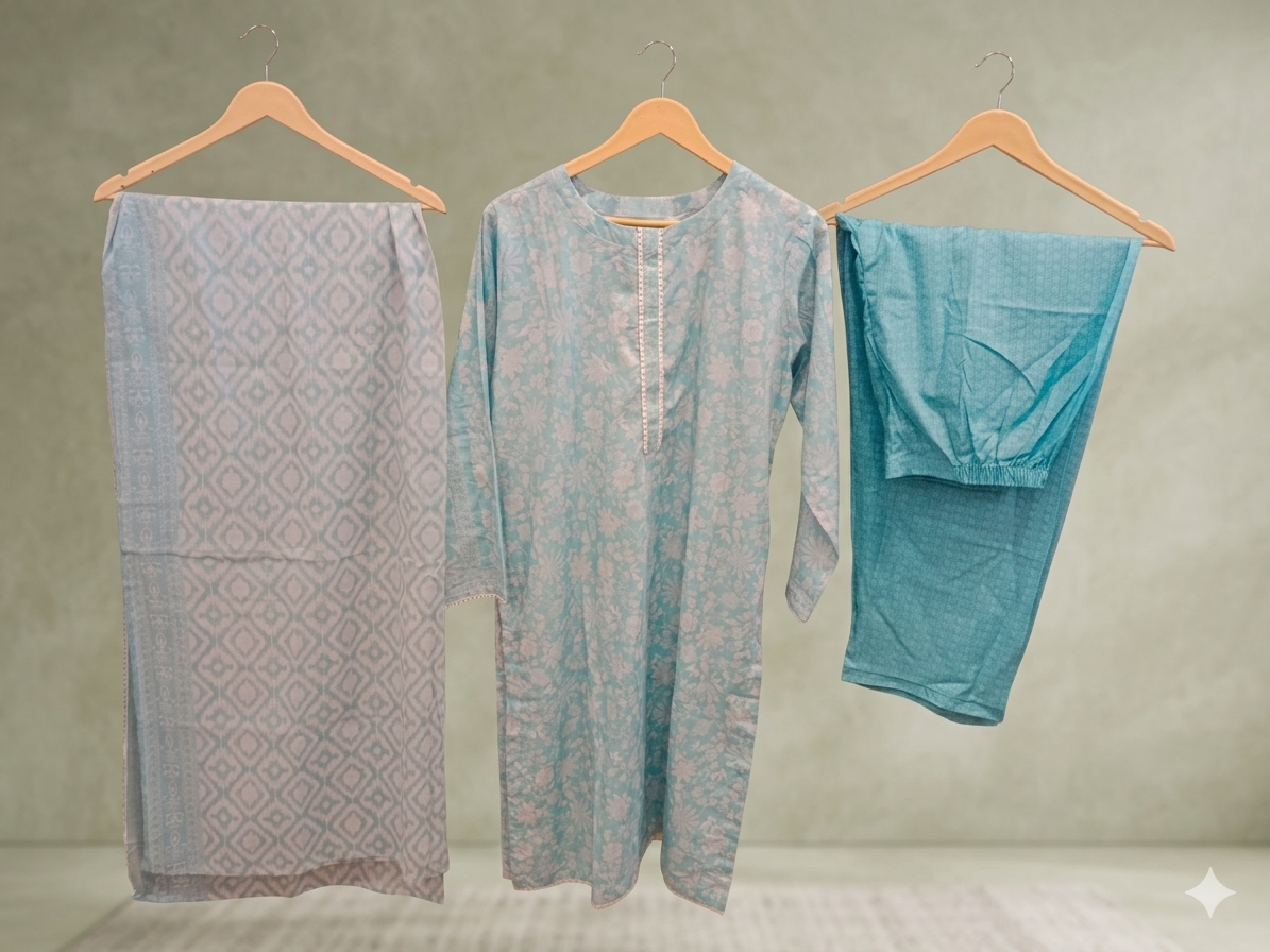 Bin Saeed Stitched 3 Piece Lawn Suit 32 – Comfortable & Stylish Daily Wear for Women