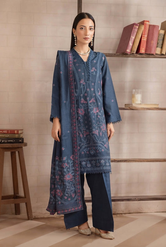 Airjet Fancy Peach Wool Embroidered Suit | Alif Vol-572 (Design - 04)