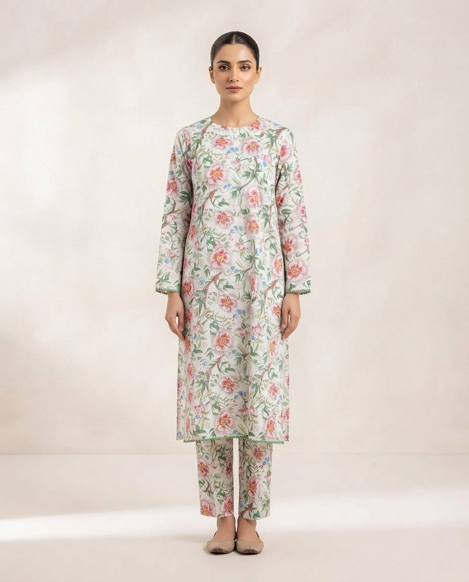 2-Piece Printed Stitched Khaddar Suit k-01