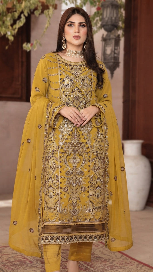 PF-002 | Pearl Fashion By Motis Fashion Embroidered Chiffon Suit with Chiffon Dupatta