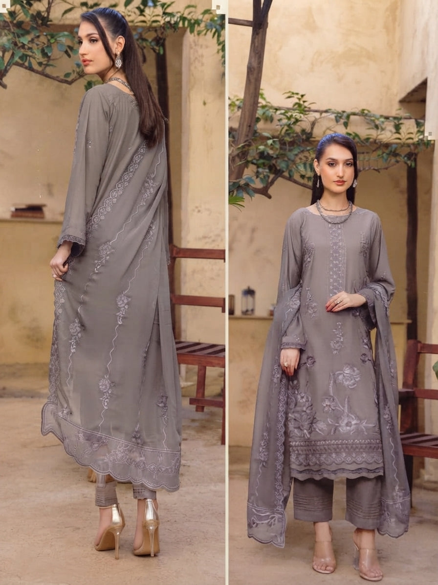 Airjet Fancy Wool Karandi Embroidered Shirt | Alif Vol-575