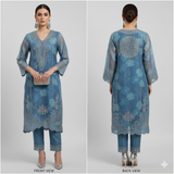 BINT-E-SAEED Luxe: Sky Blue Floral Embellished Frock