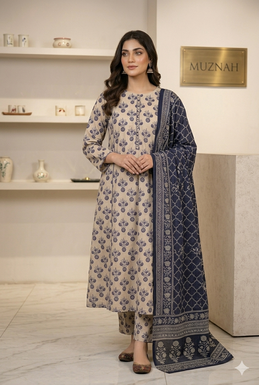 Muznah Printed Lawn  Frock Premium Wear | F-03
