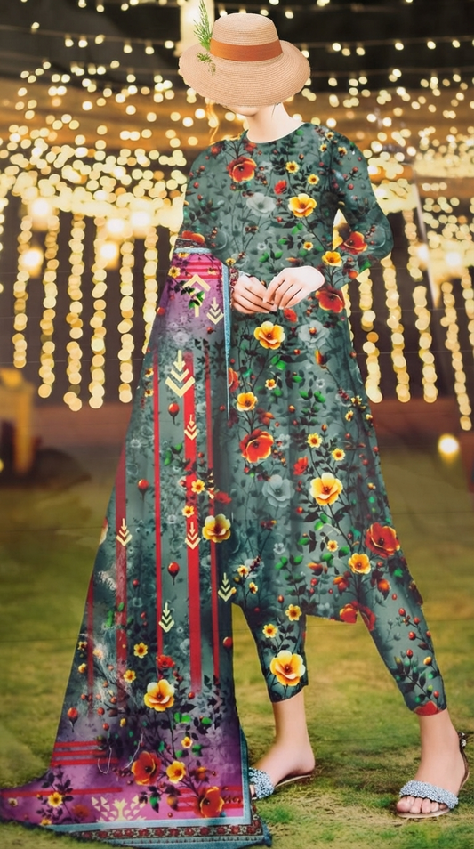 3 Piece Digital Printed LAWN SUIT - AZADI SALE