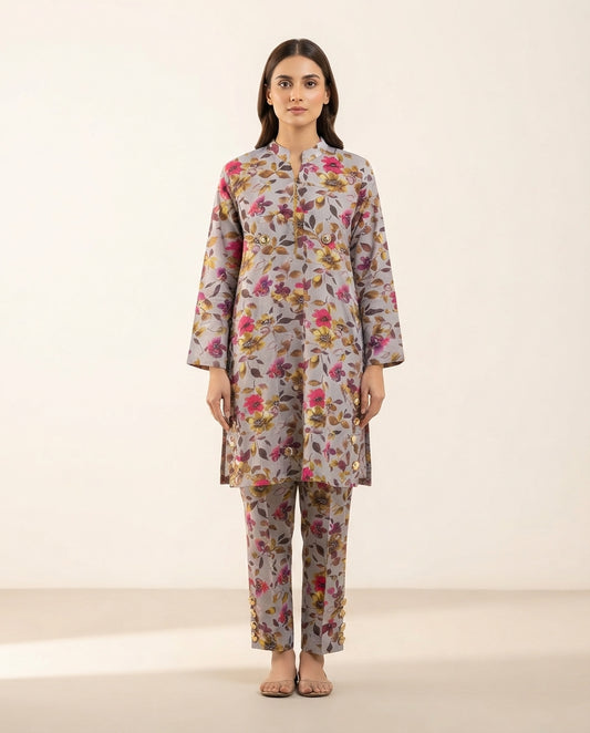 Premium Women's 2 Piece Linen Stitched Suit Free Size - L#55