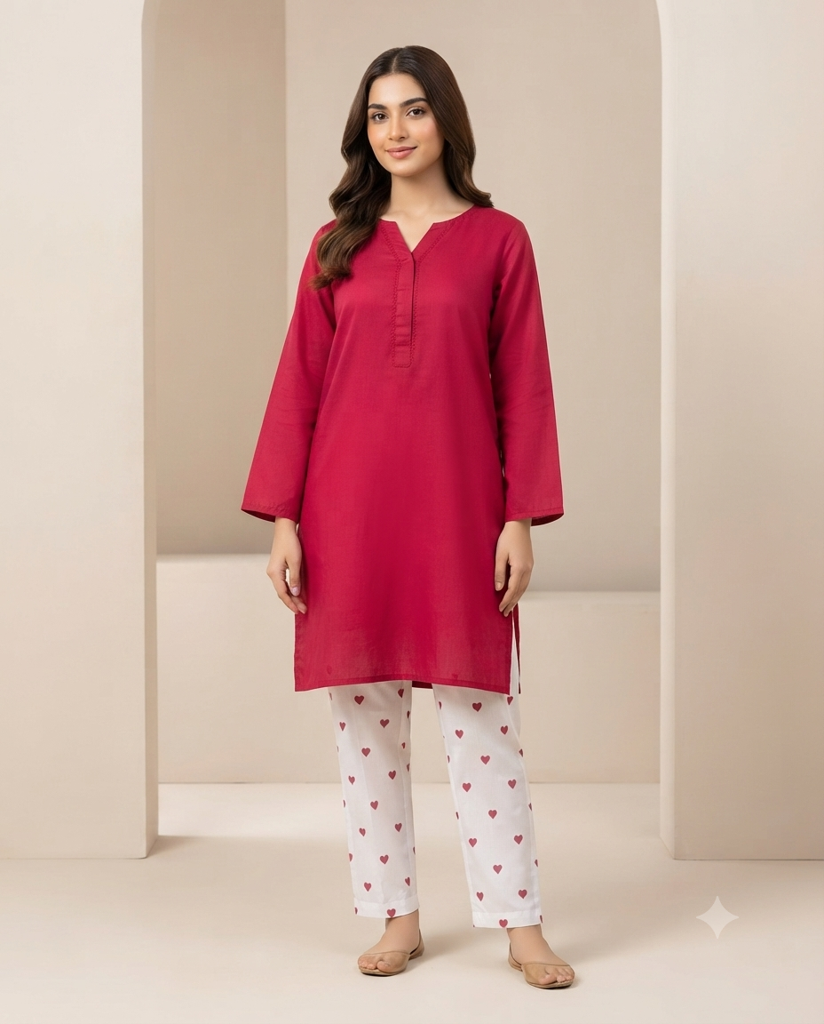 Premium Women's 2 Piece Cotton Stitched Suit – Soft & Comfortable Casual Wear