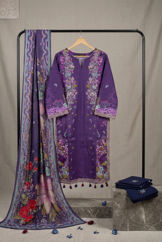 Zeenat Embroided Qutrai Stitch Luxury Pret 3Pcs | Z-27