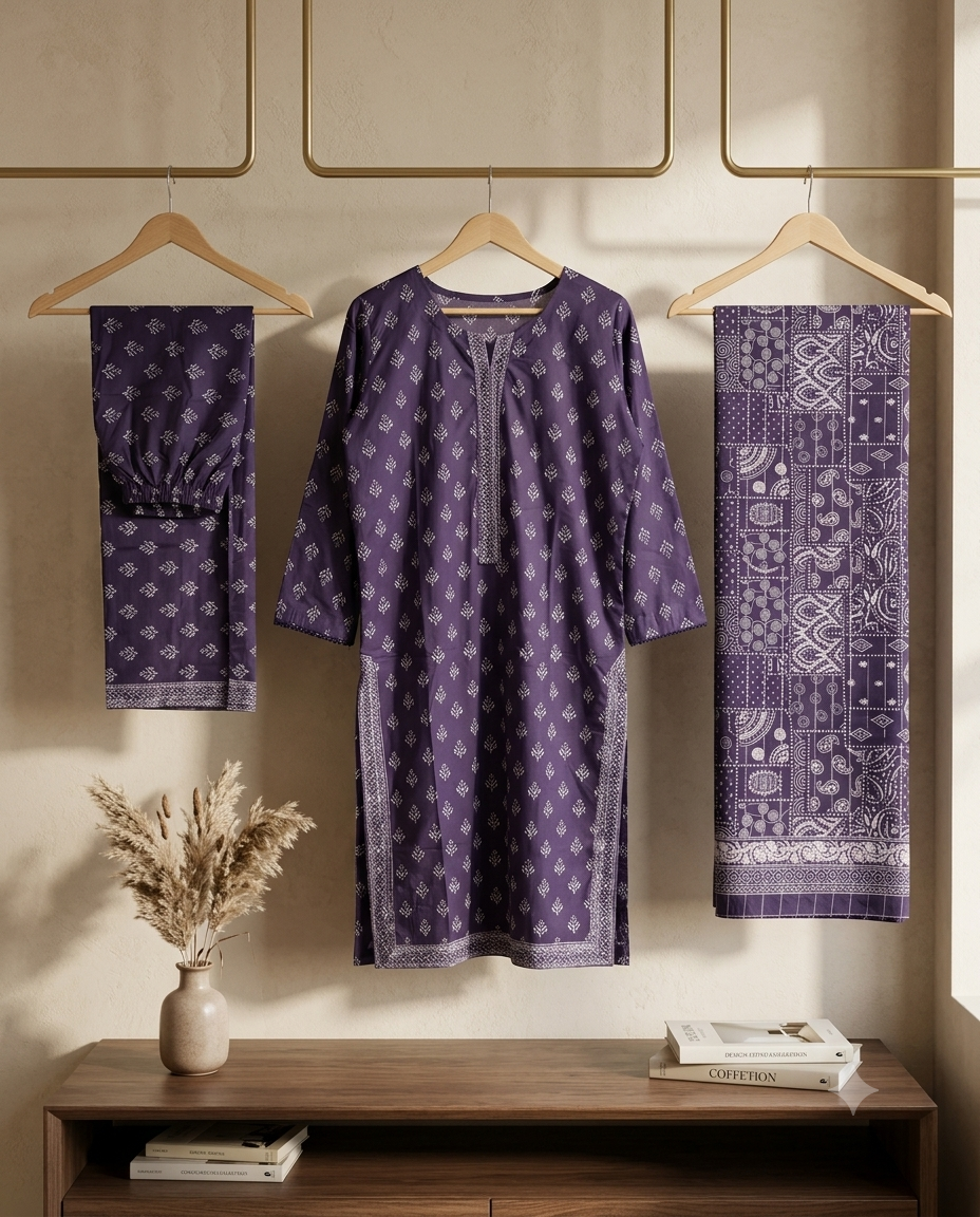Bin Saeed Stitched 3 Piece Lawn Suit 42 – Comfortable & Stylish Daily Wear for Women