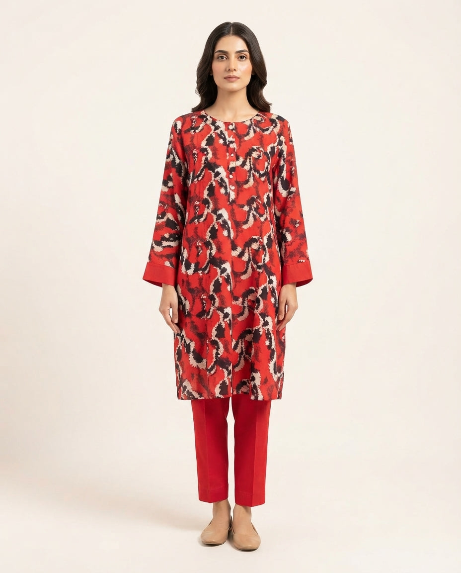 Premium Women's 2 Piece Linen Stitched Suit Free Size - L#04