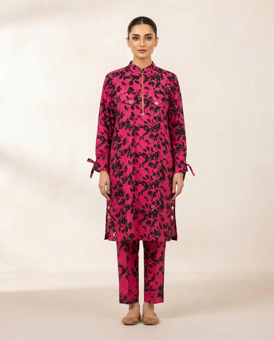 Premium Women's 2 Piece Linen Stitched Suit Free Size - L#45