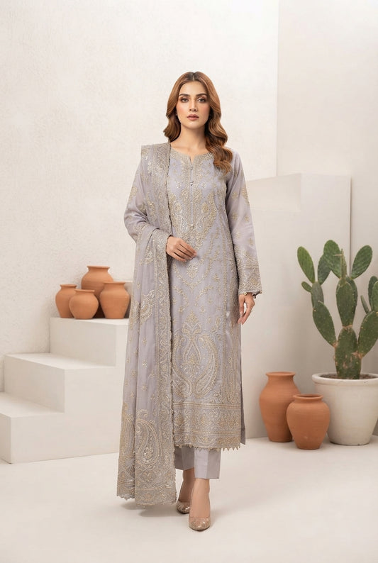 WC-624 Ramsha Luxury Embroidered 3-Piece Suit | Festive Wear