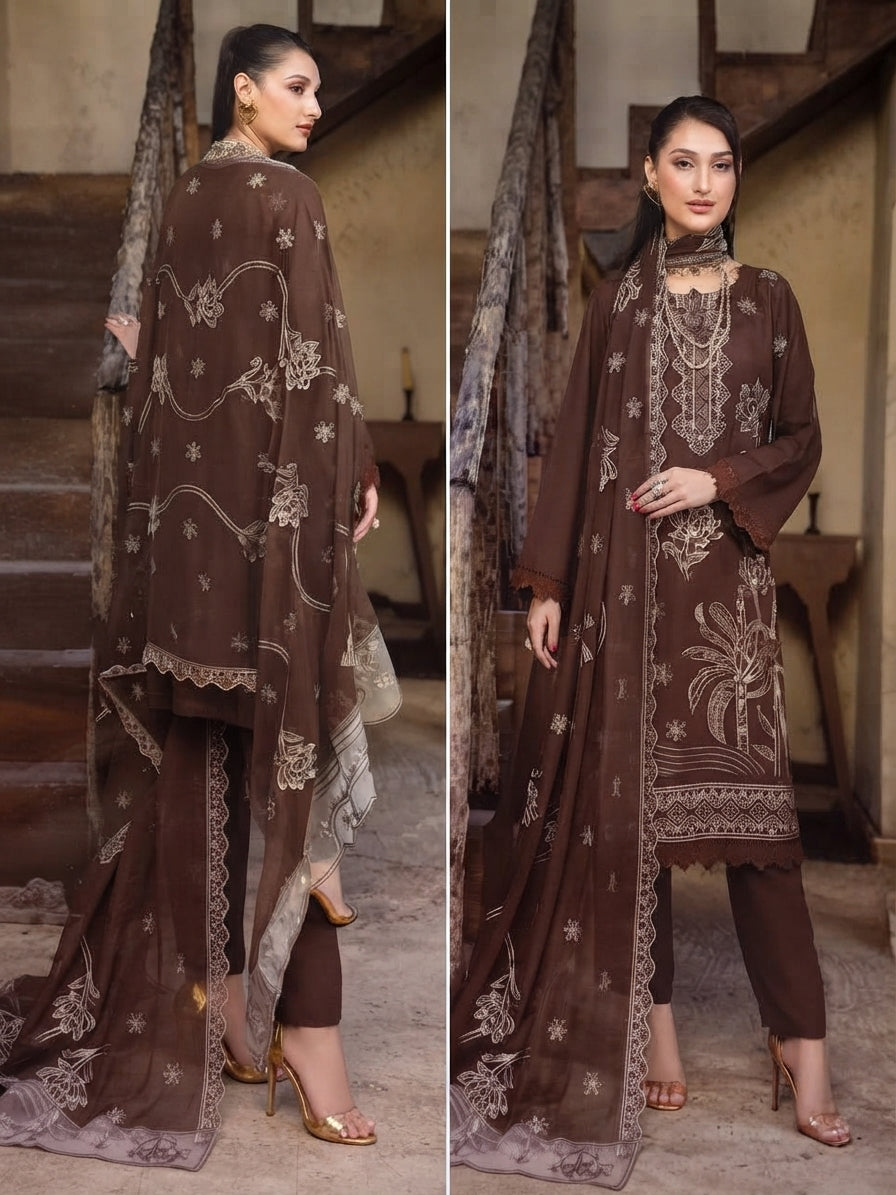 Airjet Fancy Wool Karandi Embroidered Shirt | Alif Vol-575