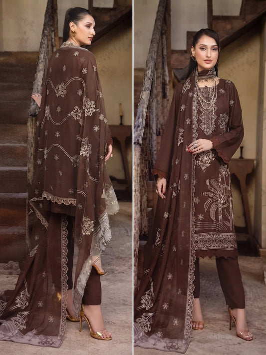 Airjet Fancy Wool Karandi Embroidered Shirt | Alif Vol-575