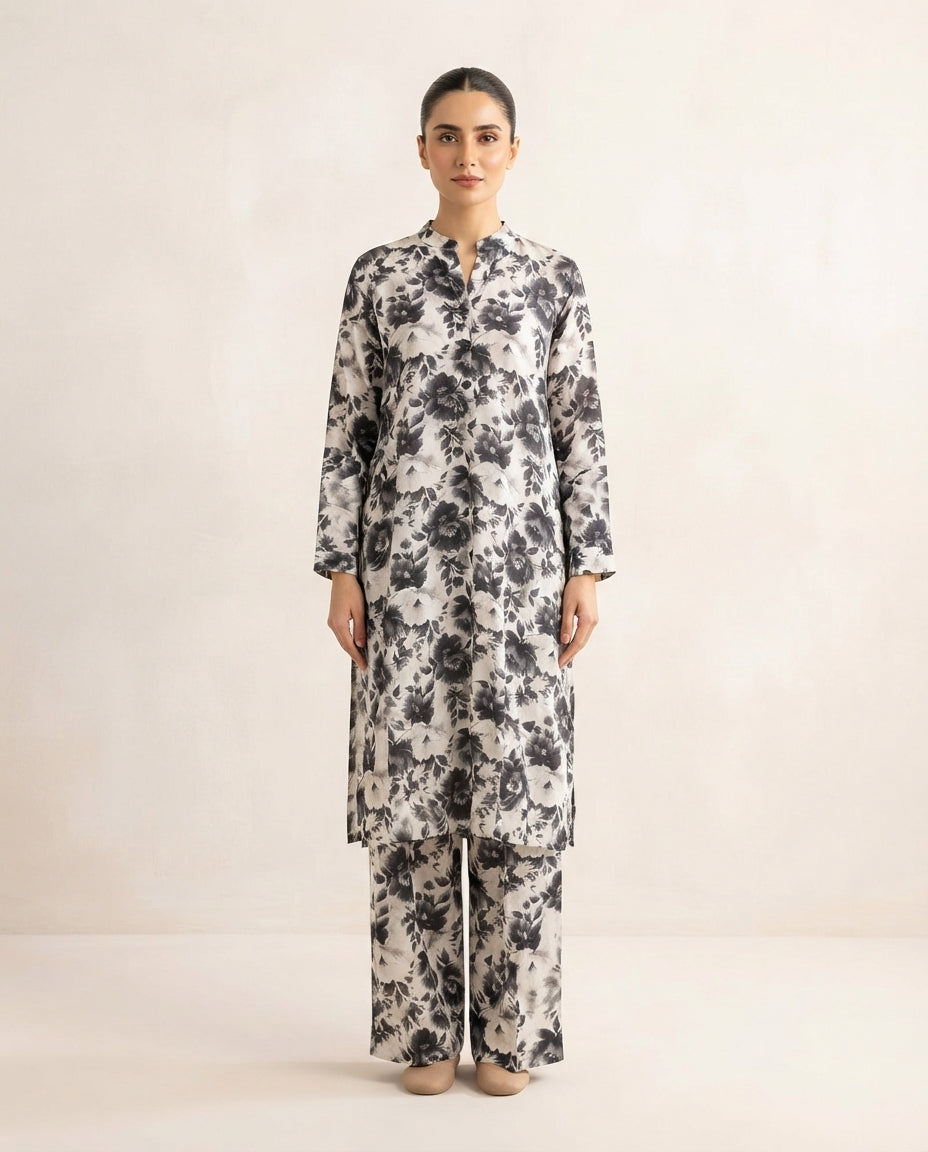 Premium Women's 2 Piece Linen Stitched Suit Free Size - L#57