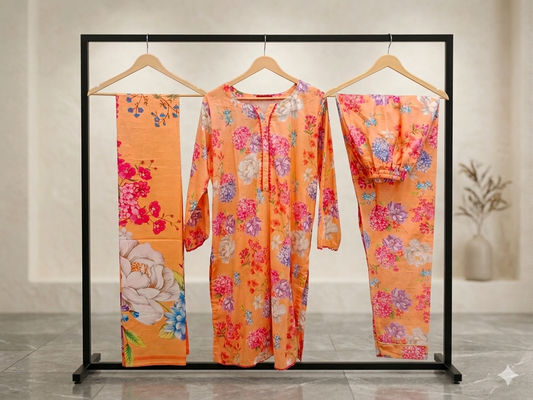 Bin Saeed Stitched 3 Piece Lawn Suit 16 – Comfortable & Stylish Daily Wear for Women