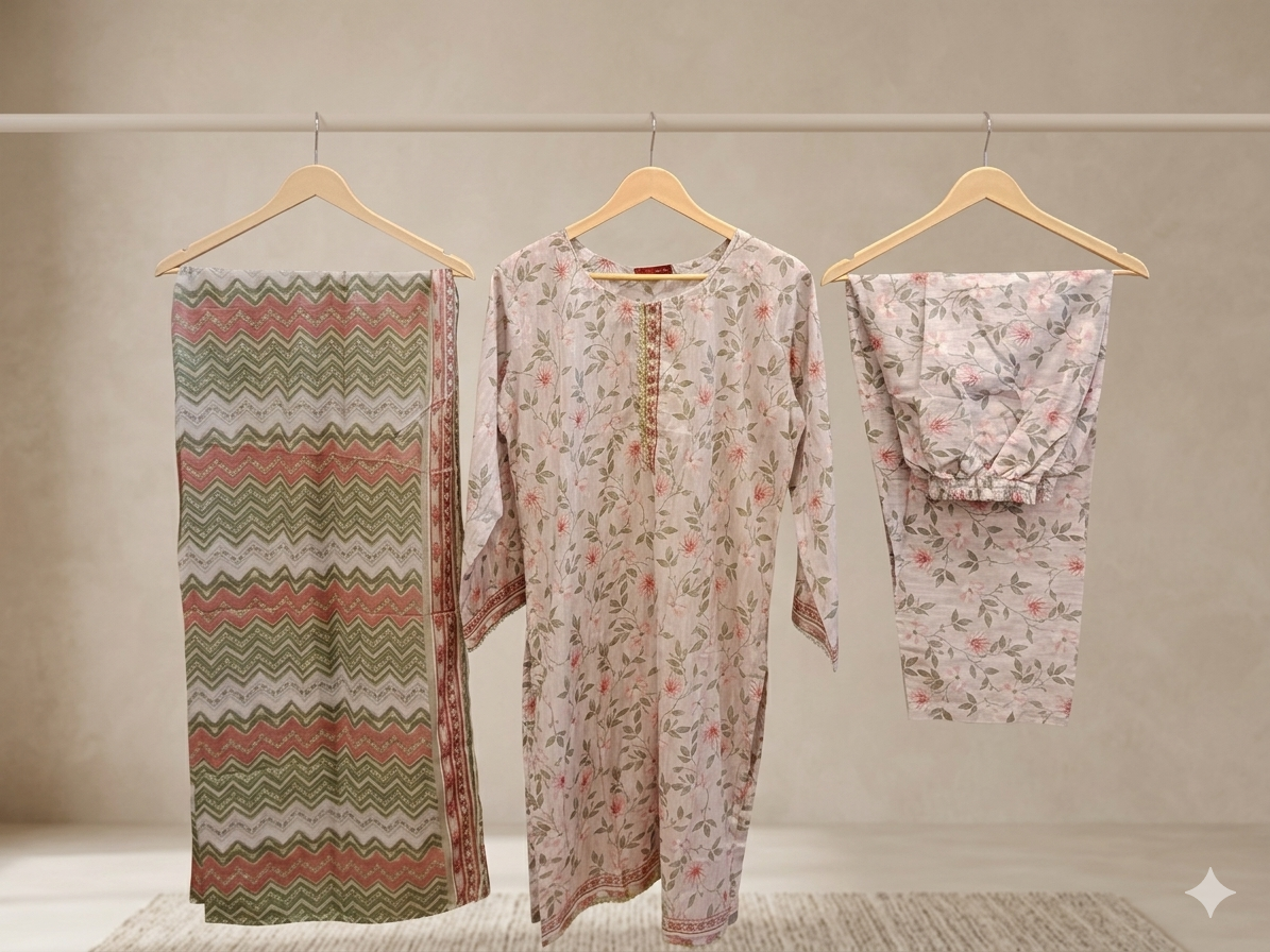 Bin Saeed Stitched 3 Piece Lawn Suit 27 – Comfortable & Stylish Daily Wear for Women