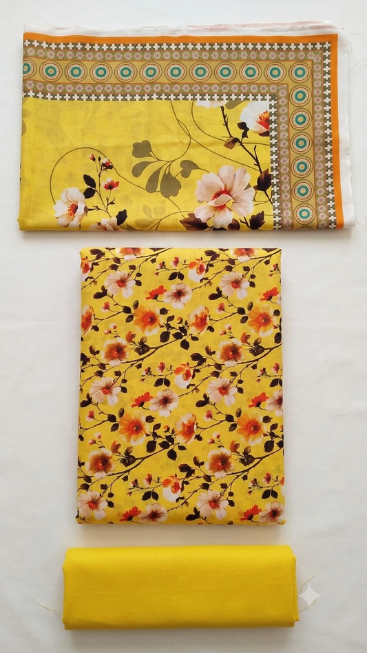 Premium 3-Piece Printed Unstitched Lawn Suit | Buy One Get One Free