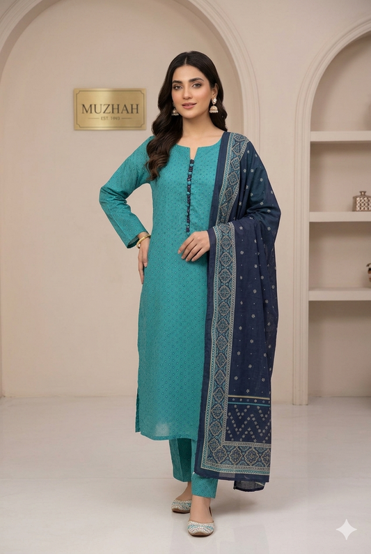 Muznah Printed Lawn  Frock Premium Wear | F-07