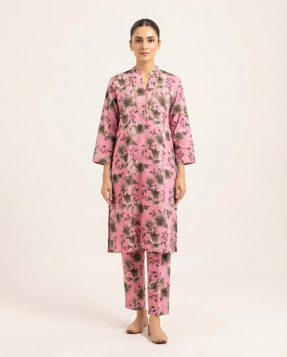 Premium Women's 2 Piece Linen Stitched Suit Free Size - L#58