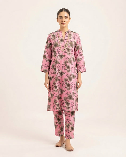 Premium Women's 2 Piece Linen Stitched Suit Free Size - L#58