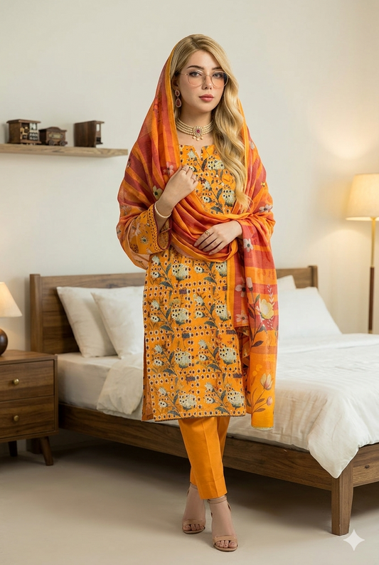 Luxury Chikan Kari Embroidered Lawn - Article NO-04