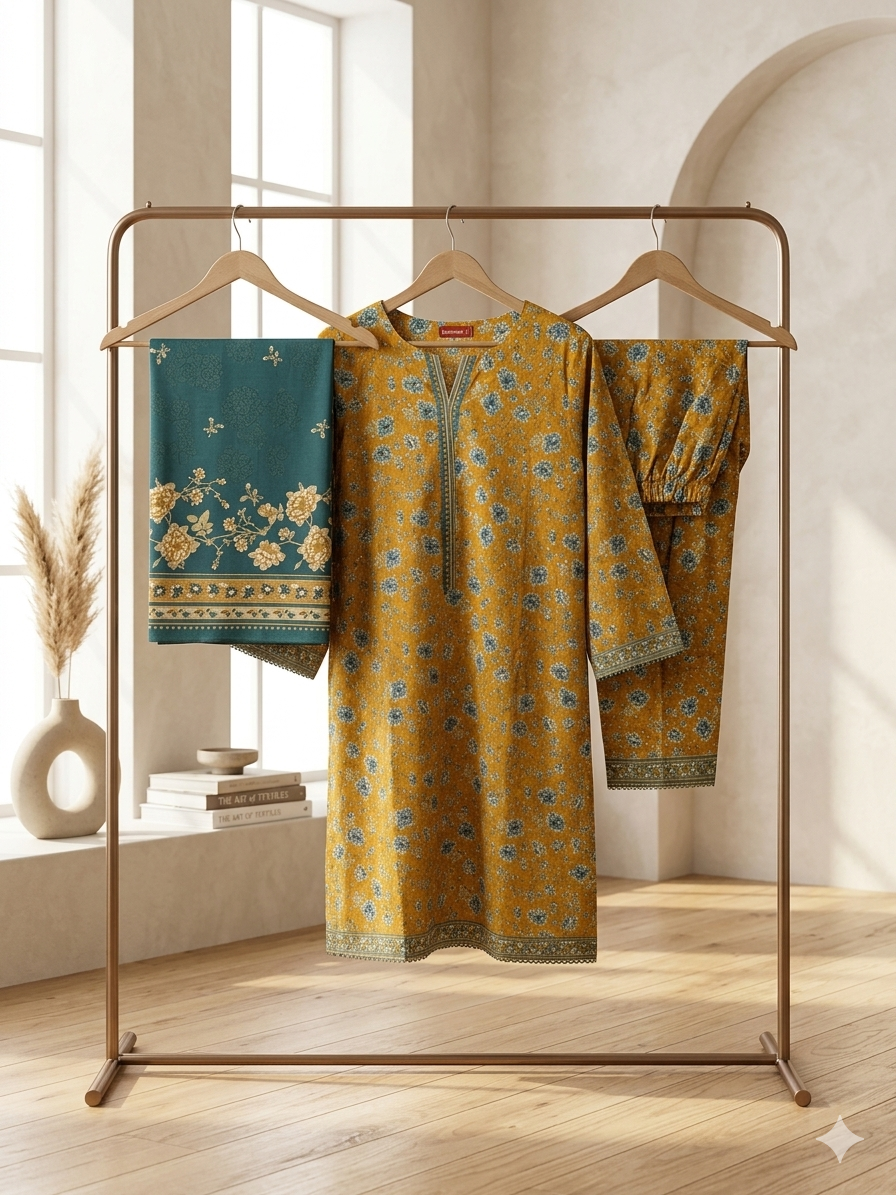 Bin Saeed Stitched 3 Piece Lawn Suit 20 – Comfortable & Stylish Daily Wear for Women
