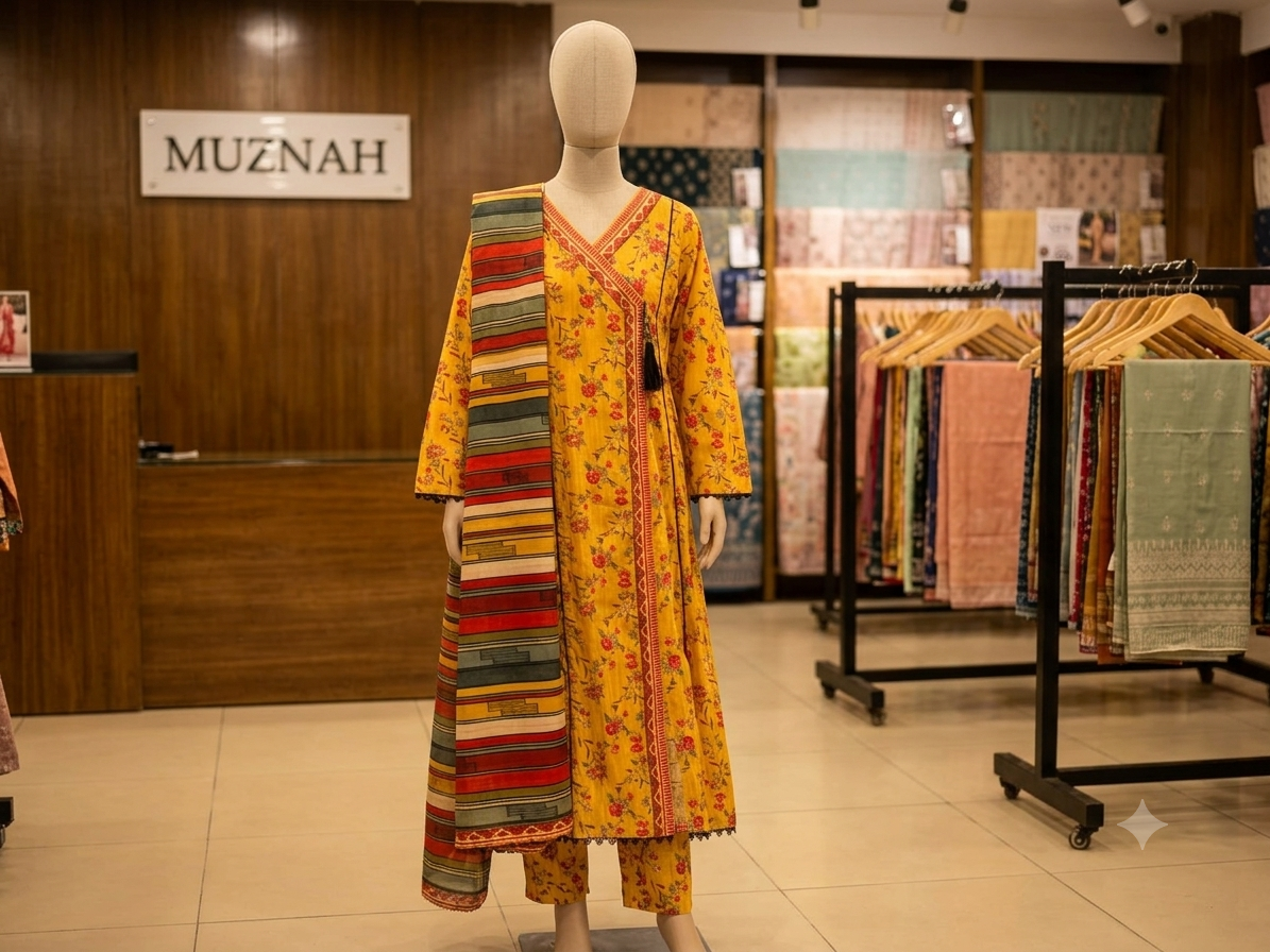 Muznah Printed Lawn Frock Premium Wear | F-12