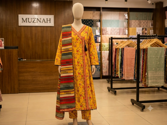 Muznah Printed Lawn Frock Premium Wear | F-12