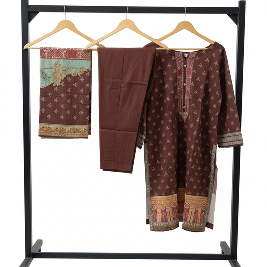 Regalia Elegant 3-PC stitched Printed Suit BUY ONE GET FREE