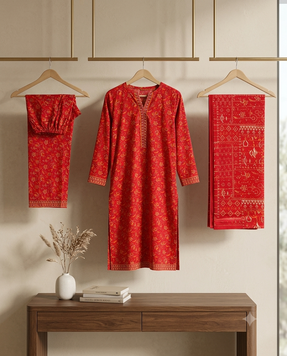Bin Saeed Stitched 3 Piece Lawn Suit 45 – Comfortable & Stylish Daily Wear for Women